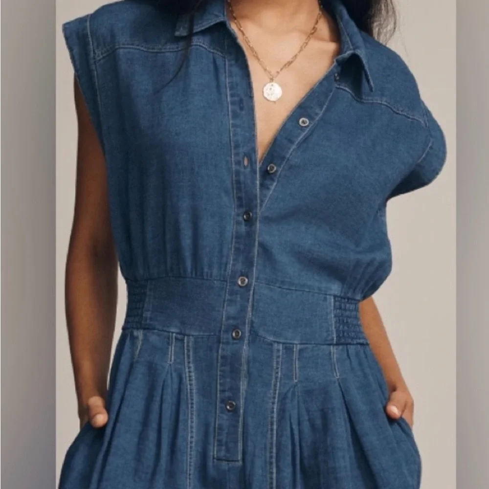 Anthropologie Indigo Denim Wide-Leg Jumpsuit - Picture 4 of 11